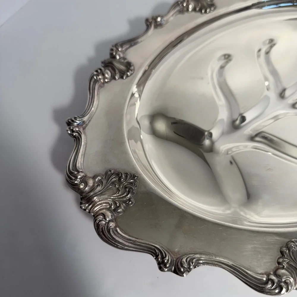 W & S Blackinton Silver Plate Tree and Well Meat Platter Footed Serving Tray 206